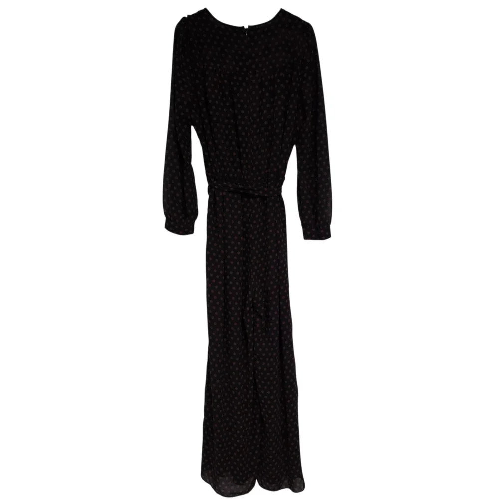 Michael Michael Kors Jumpsuit XL Black Red Polka Dot Long Sleeve Belted Crepe